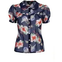 Hell Bunny Blusenshirt Misa Navy Blau
