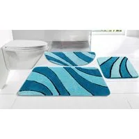 OTTO home Badematte Anna, Badvorleger, Badezimmer Teppich, Höhe 16 mm, rutschhemmend beschichtet, schnell trocknend, fußbodenheizungsgeeignet, Polyester, rechteckig, Badteppich, Hoch Tief Effekt, Modern, Weich, Wellen