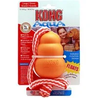 KONG Kauspielzeug Aqua L, rot mit Seil - Kauspielzeug aus Naturkautschuk für Hunde