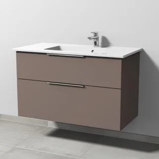 Sanipa 3way Keramik-Set Venticello Keramik-Waschtisch und Unterbau mit 2 Auszügen, Taupe-Matt UP3261T