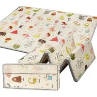 lindahandel Spielmatte Baby Krabbelmatte 200x180x1,5 cm – faltbar, wasserdicht, doppelseitig (Packung, 1-St., 1 × Krabbelmatte+1 × Tragetasche), Weiche Spielmatte mit Lernmuster & Tragetasche für Babys und Kinder