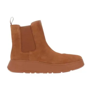 Fit Flop - "F-Mode" Stiefeletten für Damen, Wildleder, flach geformter Absatz (Hellbraun)