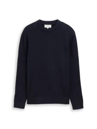 Tom Tailor - Strickpullover aus Baumwolle Knitted Navy Melange - Gr. - XL