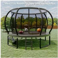 HOMALL Gartentrampolin Trampolin,Kindertrampolin mit Sicherheitsnetz und Leiter, Ø 228 cm, Ø305/366/427cm,gepolstertes Gestell,150kg,Schutzranabdeckung