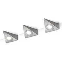 TRIO Leuchten LED Unterbauleuchte, LED fest integriert, Warmweiß, 3er Set Unterschrank-Leuchten, dreieckig mit Schalter, Breite je 12cm