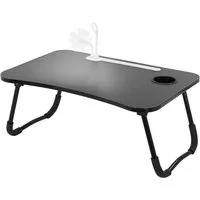 ML-DESIGN Laptoptisch Betttisch klappbar mit 4 USB Ladeanschluss für Bett/Sofa (1-St), Notebook Tisch Schwarz mit Getränkehalter und USB-Lampe 60x40x25cm