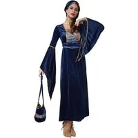 dressforfun Kostüm Frauenkostüm Liebreizendes Burgfräulein, Edles, mittelalterliches Gewand aus blauem Samt