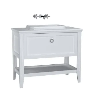 VitrA Valarte Einbauwaschtisch-Möbel-Set 62198 98 x 52 x 87,5 cm, 1 Vollauszug, Korpus weiß matt/Waschtisch weiß hochglanz