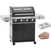 RÖSLE Gasgrill RÖSLE BBQ Gasgrill Videro G4-S Vario+ Schwarz mit Räucherset