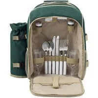 anndora Picknickrucksack Kühlrucksack für 2 Personen, wasserfeste Isolation - gepolsterte Träger - 2 seitliche Netztaschen