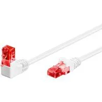 Patchkabel Cat.6 U/UTP, 1x 90° gewinkelt weiß, 0,5 Meter