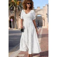 LASCANA Maxikleid mit Alloverdruck und V-Ausschnitt, gewebtes Sommerkleid, Strandkleid
