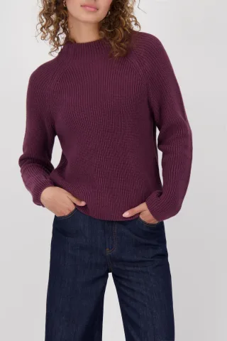 monari - Strickpullover mit Stehkragen bordeaux - Gr. - 42