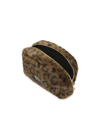 Kosmetiktasche aus Fake Fur mit Leo-Muster (3er-Pack) braun