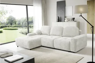 Ecksofa Schlafsofa Sofa ARGOS in Stoff Vibe Creme Ottomane Links