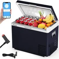 oyajia Elektrische Kühlbox Kompressor Gefriertruhe mobiler Kühlschrank, Kühltruhe, Gefrierbox, 40 l, Dual-Zone (20°C bis +20°C), 12V/24V/230V, APP Steuerung, Trennwand