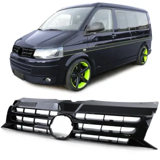 Kühlergrill Sportgrill Grill SCHWARZ GLANZ für VW T5 Facelift 2009-2015 (Nicht für Caravelle / Multivan)