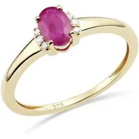 Miore Goldring für Damen in 9K (375) Gelbgold oder Weißgold mit Rubin oder Saphir, mit 6 natürlichen Diamanten 0,03 ct