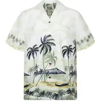 KY's Hawaiihemd "Palmbeach" Herren Kurzarm Baumwolle Kokosknöpfe Original Hawaii