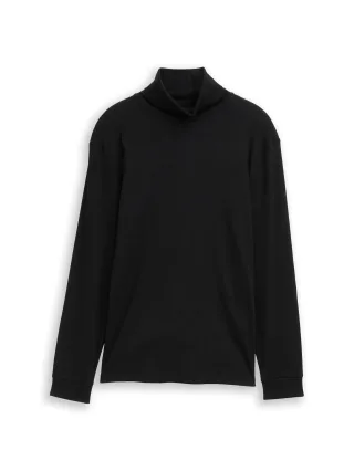 Denim Tom Tailor - Rollkragenshirt mit Rippstruktur black - Gr. - M