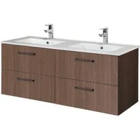 welltime Doppelwaschtisch Trento, verschiedene Ausführungen und Farben, Badmöbel in Breite 120 cm, 2 Doppel-Waschbecken zur Auswahl