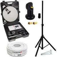 PremiumX Camping SAT Anlage Satelliten Antenne LNB 10m Kabel Koffer Stativ SAT-Antenne