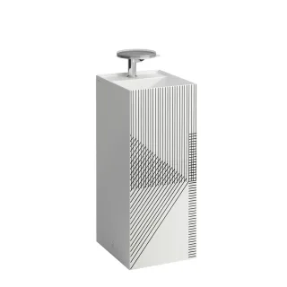LAUFEN Waschtisch, freistehend Kartell, 3 Hahnlöcher, ohne Überlauf 375x435x900 Liniennetz, grau, H8 H811331D011581