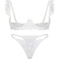 Elegant Love Set: Ouvert-BH Sexy Dessous-Set mit Cut-Outs – Bügel-BH & String, Reizwäsche-Set (Set, 2-tlg., mit Tanga) Spitzen-Unterwäsche-Set mit offener Brust und Schrittöffnung