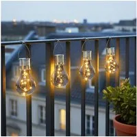 Spetebo LED Solarleuchte Kunststoff Solar Glühbirne 4er Set 15 cm - in gelb, grün, pink, blau, Solarbetrieben, LED wechselbar, warm weiß, Praktische Einschlatautomatik