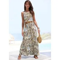 LASCANA Maxikleid mit Schlitz und Knopfleiste im Rücken, mit Alloverprint leichtes Sommerkleid, fließendes Strandkleid, Jerseykleid, Druckkleid