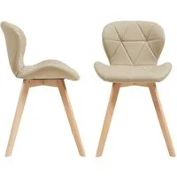 en.casa Esszimmerstuhl (2 St), »Älmhult« 2er Set Stuhl 78x47x52 cm Kunstleder Beige