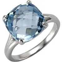 Zeeme Fingerring Silber 925 rhodiniert mit Blautopas (beh) 12mm