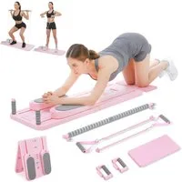 kehot Ganzkörpertrainer Faltbares Pilatesboard Multifunktionales Trainingsboard mit Zugstange, (Mehrere Trainingsfunktionen für Ganzkörperübungen zu Hause, 106×41 cm, 12-tlg., Inklusive Zugstange, Widerstandsbänder und Liegestützgriffe), Platzsparend