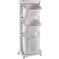 Yorbay Wäschekorb 3 Fächer platzsparend Wäschewagen auf Rollen, hoch Wäschesortierer (mit 4 Stockwerke, 3 Aufbewahrungskörbe, 108,8 x 43,7 x 32,8 cm), 120L Wäschesammler für Kleidung, Spielzeug, für Badezimmer