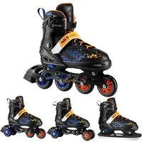 NILS EXTREME Inlineskates 2-IN-1 Inliner Schlittschuhe Rollschuhe wechselbare Kufen, Verstellbare Größe & verstellbare Rollen