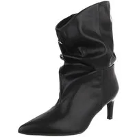Ital-Design Damen Stiefel spitz mit Absatz und gerafftem Schaft Stiefelette (92214300) Pfennig-/Stilettoabsatz Stiefeletten in Schwarz
