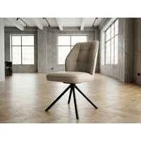 Massivart® Polsterstuhl Echtleder drehbar 360 Grad / Esszimmerstuhl »BRAGA«, mit Nivellierung · Metallgestell schwarz pulverbeschichtet