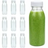 mikken Trinkflasche PET Getränkeflasche 250 ml Plastikflasche mit Deckel, perfekt für Smoothies, große Öffnung