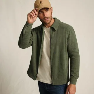 Stretchcord-Hemdjacke, Herren,  Grün, Polyester/Polyester-Mischung, by Lands' End