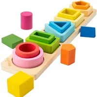 Zaewry Lernspielzeug Montessori Spielzeug Geometrisches Holzspielzeug für Stapelspiel, mit Bunten Formen Lernspielzeug Motorischen Fähigkeiten
