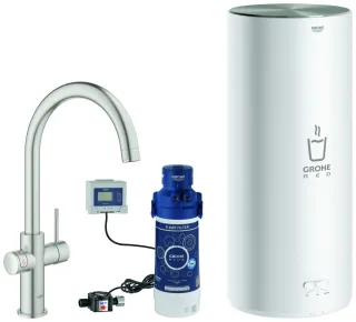 Grohe Armatur und Boiler Red Duo 30079 L-Size C-Auslauf supersteel, 30079DC1 30079DC1