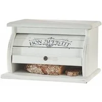 Mirabeau Brotkasten Brotbox Bon Appetit antikweiß, MDF, Boden: Tannenholz (cunninghamia lanceolata)