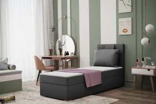 Boxspringbett Schlafzimmerbett SALMA 80x200cm in Stoff Soro Anthrazit