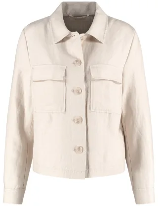GERRY WEBER Collection - Leicht taillierte Blazerjacke aus Twill beige/weiß - Gr. - 44
