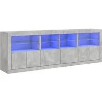vidaXL Sideboard Sideboard mit LED-Leuchten Betongrau 202x37x67 cm (1 St)