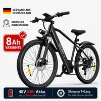 PixelPilot E-Bike Cityrad 26'' Elektrofahrrad 48V 13/8Ah Akku, Shimano 7-Gang, Abnehmbarer Korb, 7 Gang, Nabenmotor, 624 Wh, (Packung)