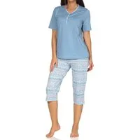 Normann Pyjama Damen kurzarm Capri Schlafanzug im Ethnolook - auch in Übergrössen