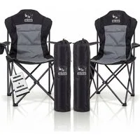 BigDean Faltstuhl 2 Stück Luxus Campingstuhl Faltbar 160 KG Belastbarer Hochlehner (Set, 2 St), Verstärkt & Pulverbeschichtet, 160kg Tragkraft, Extra Hohe Rückenlehne