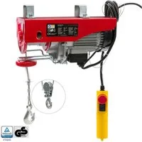 Arebos Seilwinde 500 W, 230 V, 100-200 kg Hubhöhe bis 12 m, mit Fernbedienung, Anwendung: ideal für Garage, Werkstatt oder Bau, einfache Montage
