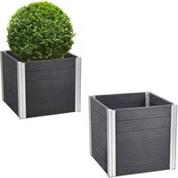 TRUTZHOLM Hochbeet Übertopf 135L Holzoptik langlebig Pflanzkasten Pflanzkübel Alu Profile, 57x 57x 56,5 cm,Langlebig,Zeitlos